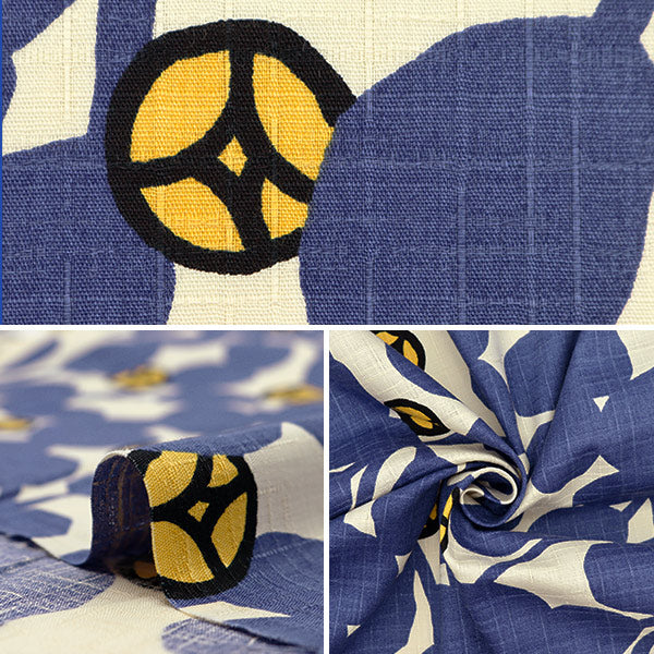 [From quantity 5] Fabric "Southern Cross Botanical Tsubaki Blue x Ivory Up5943-A" COTTON KOBAYASHI