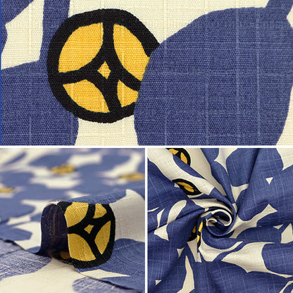 [From quantity 5] Fabric "Southern Cross Botanical Tsubaki Blue x Ivory Up5943-A" COTTON KOBAYASHI
