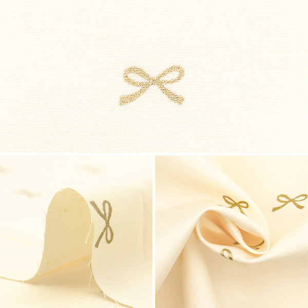 [Quantity starting from 5] Fabric "Broad" Ribbon Ivory fabric x gold KTS7091-A" COTTON KOBAYASHI