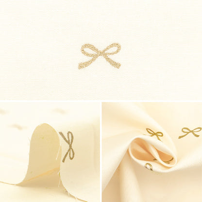 [Quantity starting from 5] Fabric "Broad" Ribbon Ivory fabric x gold KTS7091-A" COTTON KOBAYASHI