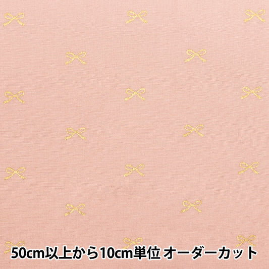 [Quantity starting from 5] Fabric "Broad" Ribbon Pink background x gold KTS7091-B" COTTON KOBAYASHI