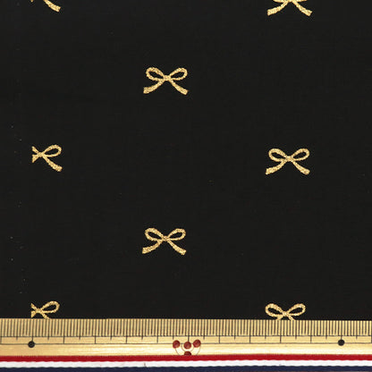 [Quantity starting from 5] Fabric "Broad" Ribbon Black x Gold KTS7091-G" COTTON KOBAYASHI