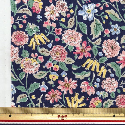 [Quantity starting from 5] Fabric "Broad floral Japanese pattern navy fabric KTS7069-A" COTTON KOBAYASHI