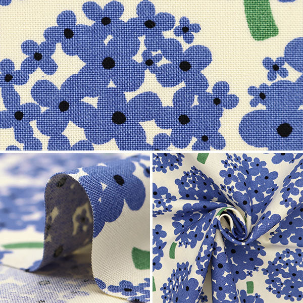 [Quantity starting from 5] Fabric "Usako Cloth No. 10 Canvas Hydrangea Ivory x Blue UP5950-A" COTTON KOBAYASHI