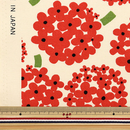 [Quantity starting from 5] Fabric "Usako Cloth No. 10 Canvas Hydrangea Ivory Fabric x Red UP5950-B" COTTON KOBAYASHI