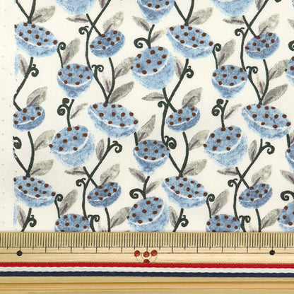 [Quantity starting from 5] Fabric "Broad Hasu Shiro x Blue KTS7077-E" COTTON KOBAYASHI