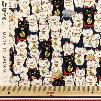 [数量从5开始] 织物 “棉花亚麻帆布Maneki Neko Con KTS7106-C" COTTON KOBAYASHI