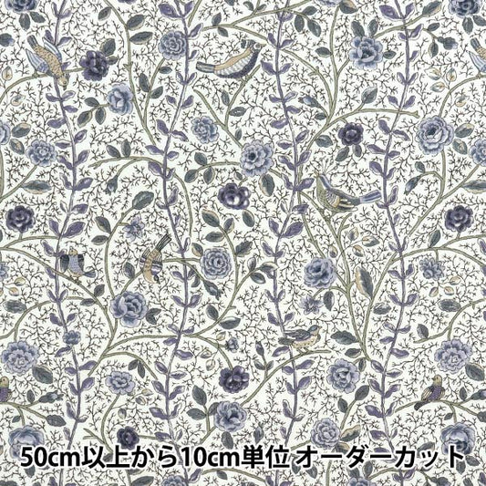 [Quantity starting from 5] Fabric "Broad Antique Rose Bird Sarasa Blue Rose KTS7099-B" COTTON KOBAYASHI
