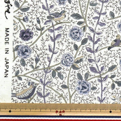 [Quantity starting from 5] Fabric "Broad Antique Rose Bird Sarasa Blue Rose KTS7099-B" COTTON KOBAYASHI