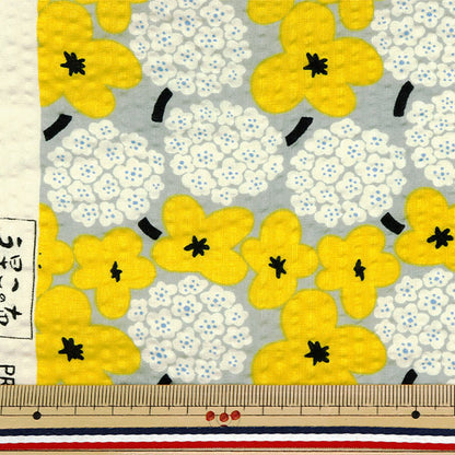 [Quantity starting from 5] Fabric "Usako fabric ripple print mini bouquet with grey fabric UP5949-D" COTTON KOBAYASHI