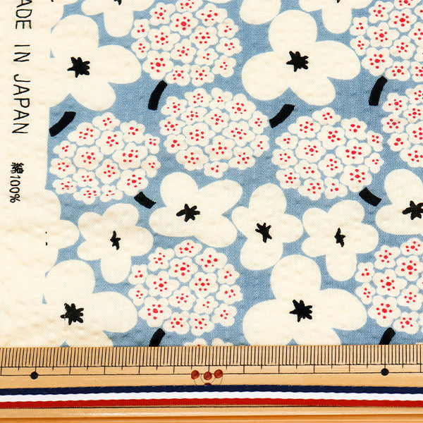 [Quantity starting from 5] Fabric "Usako fabric ripple print mini bouquet with light blue fabric UP5949-E" COTTON KOBAYASHI
