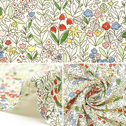 [Quantity starting from 5] Fabric "Ripple Print Floral Off-White KTS7087-A" COTTON KOBAYASHI