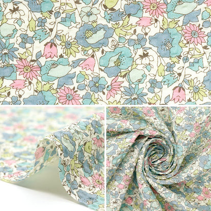 【数量5から】 生地 『リップルプリント 花柄 ライトブルー KTS7088-B』 COTTON KOBAYASHI コットンこばやし 小林繊維