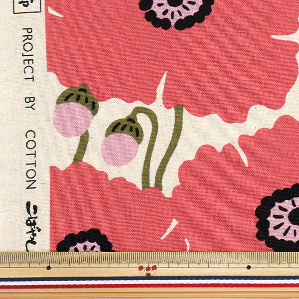 [Quantity starting from 5] Fabric "Suhakon Cloth Cotton Linen Canvas Poppy Flower Red UP5963-A" COTTON KOBAYASHI