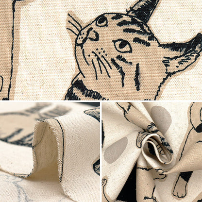 [Quantity starting from 5] Fabric "Cotton Linen Canvas Cat Beige KTS7110-A" COTTON KOBAYASHI