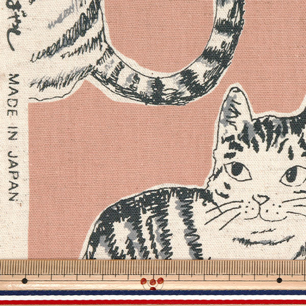 [Quantity starting from 5] Fabric "Cotton Linen Canvas Cat Pink KTS7110-C" COTTON KOBAYASHI