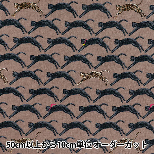 [数量从5开始] 织物 “棉花和亚麻”板材织物 飞行猫棕色KTS7103-B" COTTON KOBAYASHI