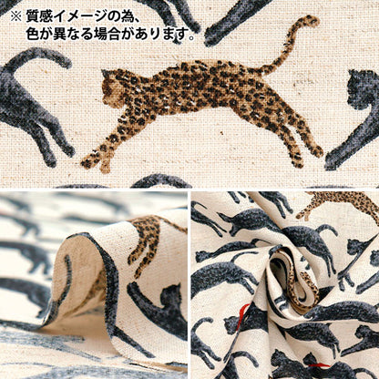 [Quantity starting from 5] Fabric "Cotton and linen"Sheeting Flying Cat Green KTS7103-C" COTTON KOBAYASHI