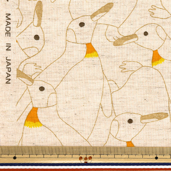 [Quantity starting from 5] Fabric "Cotton and linen"Sheeting Dense Penguin Shiro x Yellow KTS7116-A" COTTON KOBAYASHI