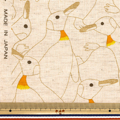 [Quantity starting from 5] Fabric "Cotton and linen"Sheeting Dense Penguin Shiro x Yellow KTS7116-A" COTTON KOBAYASHI
