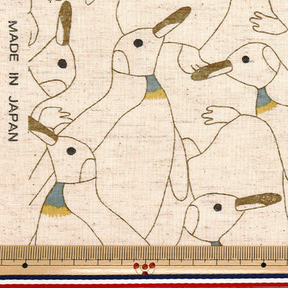 [Quantity starting from 5] Fabric "Cotton and linen"Sheeting Dense Penguin Shiro x Brown KTS7116-B" COTTON KOBAYASHI