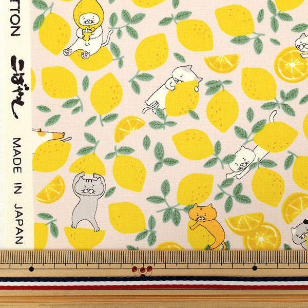 [Quantity starting from 5] Fabric "Broad Lemon Cat Pink KTS7121-B" COTTON KOBAYASHI