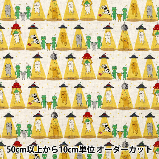 [Quantity from 5] Fabric "Cotton Linen Canvas Kidnapped Cat Kinari KTS7149-A" COTTON KOBAYASHI