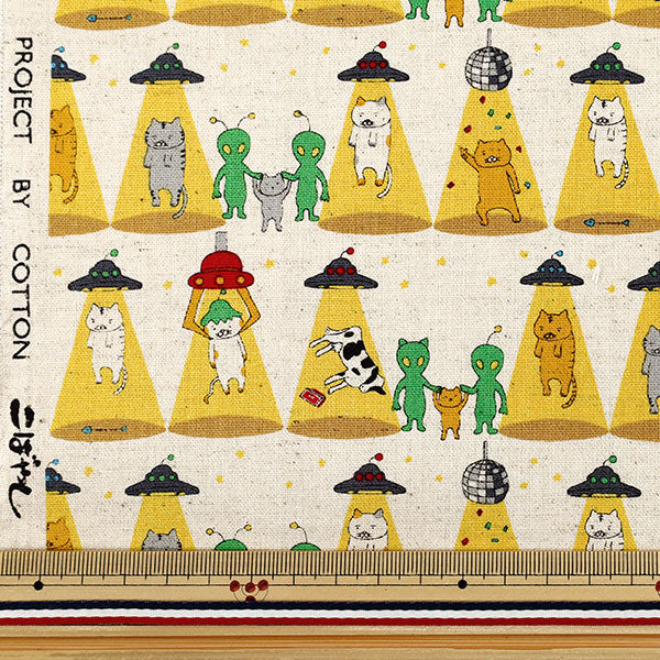 [Quantity from 5] Fabric "Cotton Linen Canvas Kidnapped Cat Kinari KTS7149-A" COTTON KOBAYASHI