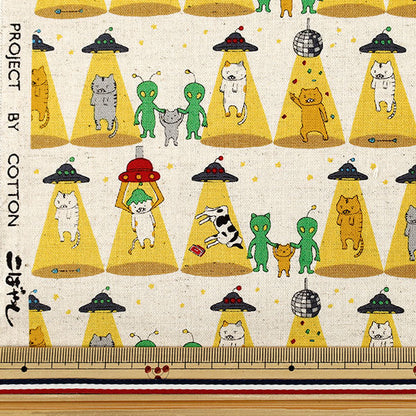 [Quantity from 5] Fabric "Cotton Linen Canvas Kidnapped Cat Kinari KTS7149-A" COTTON KOBAYASHI