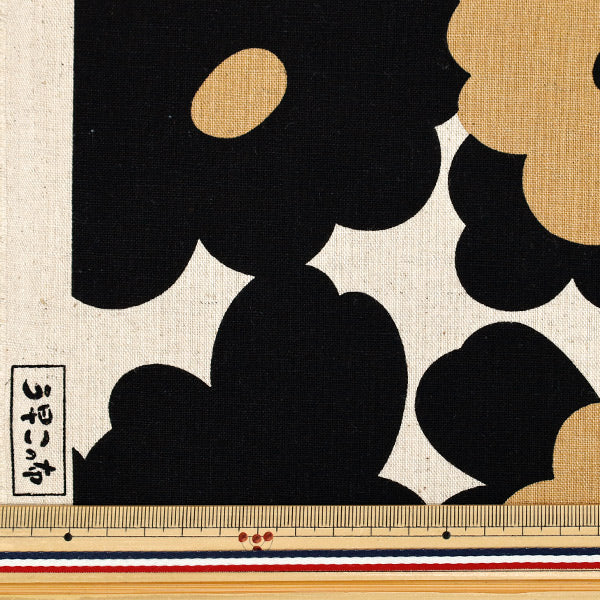 [Quantity from 5] Fabric “Uhayako Cloth Cotton Linen Canvas Marmalade Kinari x Black UP5965-A" COTTON KOBAYASHI