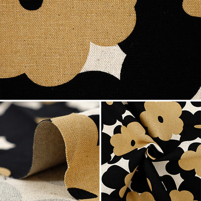 [Quantity from 5] Fabric “Uhayako Cloth Cotton Linen Canvas Marmalade Kinari x Black UP5965-A" COTTON KOBAYASHI