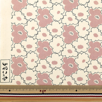 [Quantity from 5] Fabric “Uhayako Cloth Broad Mini Peach Flower Ivory x Pink UP5984-D" COTTON KOBAYASHI