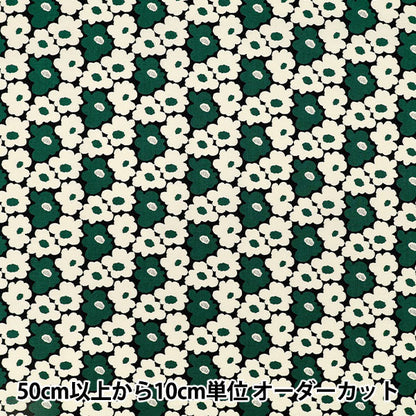 [Quantity from 5] Fabric "Uhayako Cloth Broad Mini Peach Flower Black x Green UP5984-F" COTTON KOBAYASHI