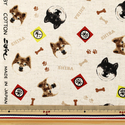 [Quantity from 5] Fabric "Cotton Linen Canvas Shiba Inu Kinari KTS7132-A" COTTON KOBAYASHI