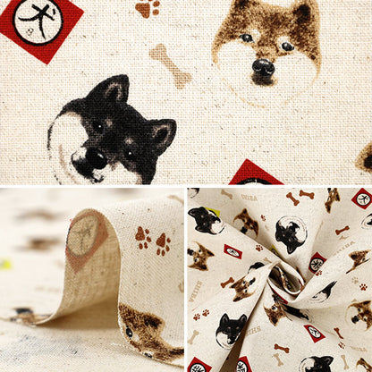 [Quantity from 5] Fabric "Cotton Linen Canvas Shiba Inu Kinari KTS7132-A" COTTON KOBAYASHI