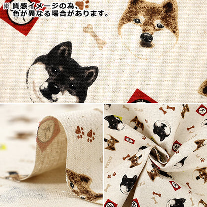 [Quantity from 5] Fabric "Cotton Linen Canvas Shiba Inu Navy KTS7132-E" COTTON KOBAYASHI