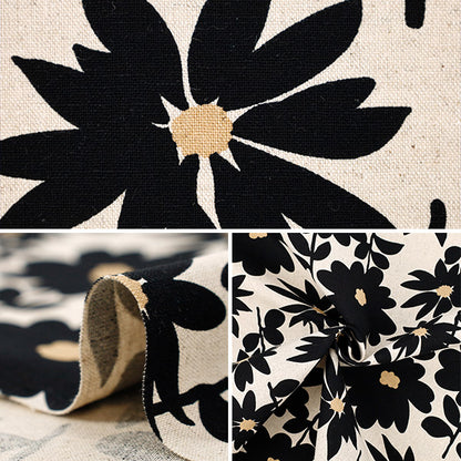 [Quantity from 5] Fabric "Uhayako Cloth Cotton Linen Canvas Daisy Daisy Natural x Black UP5981-A" COTTON KOBAYASHI