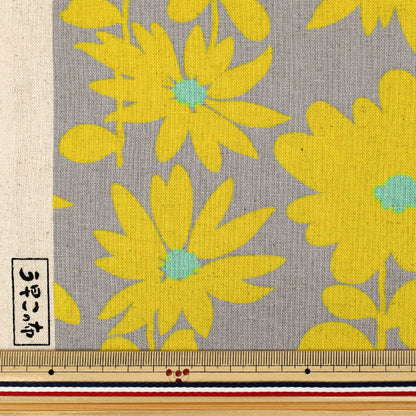 [Quantity from 5] Fabric "Uhayako Cloth Cotton Linen Canvas Daisy Daisy Gray x Yellow UP5981-E" COTTON KOBAYASHI