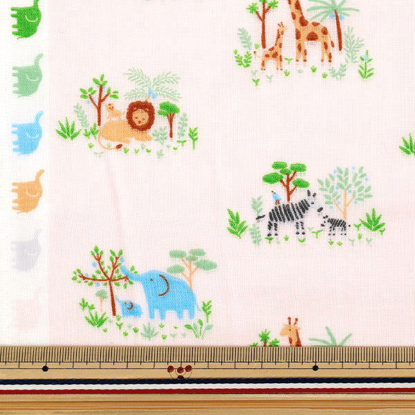 [Quantity from 5] Fabric 『double gauze Oyako Animal Pink DOA-PK"