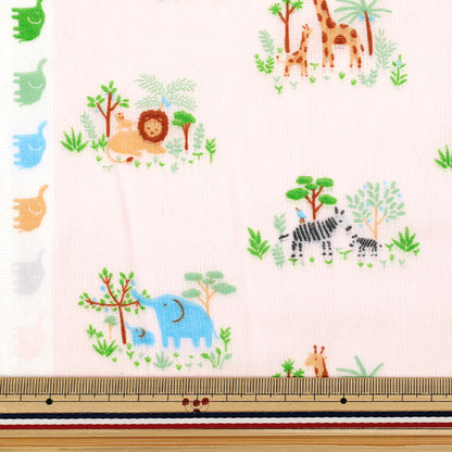 [Quantity from 5] Fabric 『double gauze Oyako Animal Pink DOA-PK"