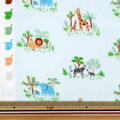 [Quantity from 5] Fabric 『double gauze Oyako Animalu Blue DOA-BL"