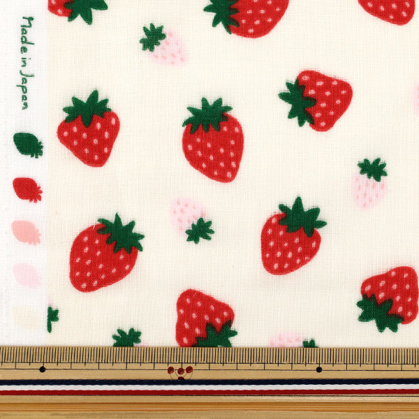[Quantity from 5] Fabric 『double gauze Korokoro Strawberry Cream DKI-CR"