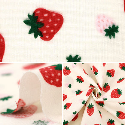 [Quantity from 5] Fabric 『double gauze Korokoro Strawberry Cream DKI-CR"