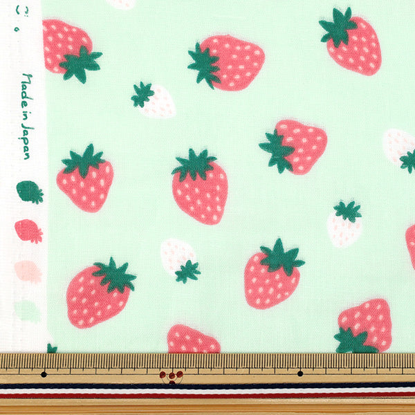 [Quantity from 5] Fabric 『double gauze Korokoro Ichigo Green DKI-GR"