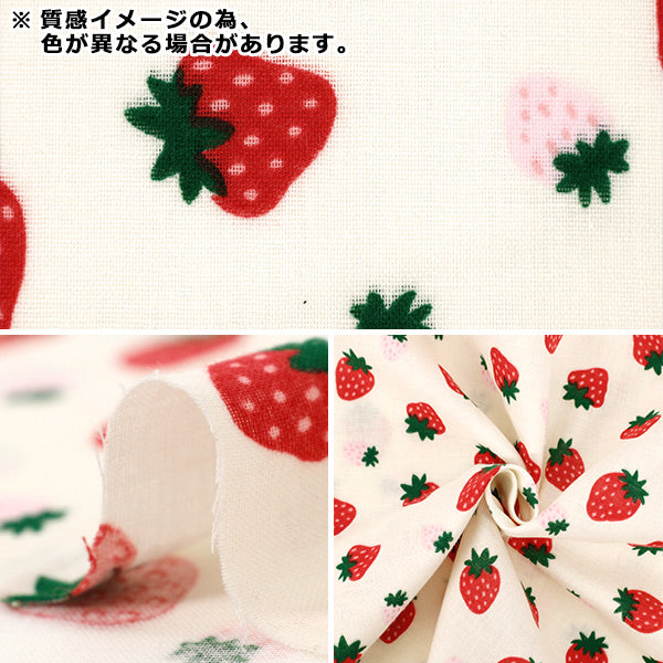 [Quantity from 5] Fabric 『double gauze Korokoro Ichigo Green DKI-GR"