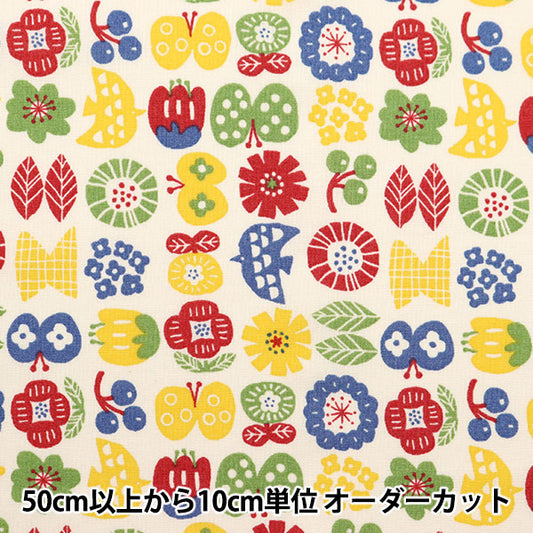 [From quantity 5] Fabric 『Sheeting Pygmy World Flower Bird AP35901-2A"