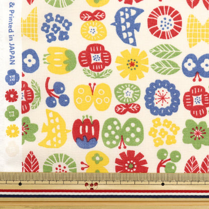 [From quantity 5] Fabric 『Sheeting Pygmy World Flower Bird AP35901-2A"