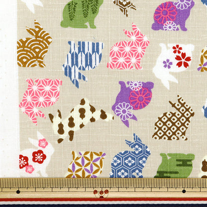 [From quantity 5] Fabric "Dobby Rabbit Japanese Pattern Beige AP45103-4A"