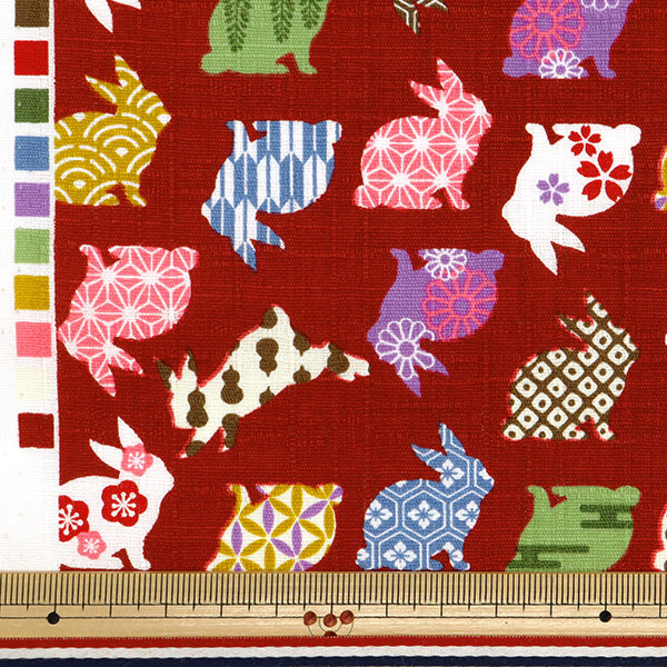 [From quantity 5] Fabric "Dobby Rabbit Japanese Pattern Red AP45103-4C"
