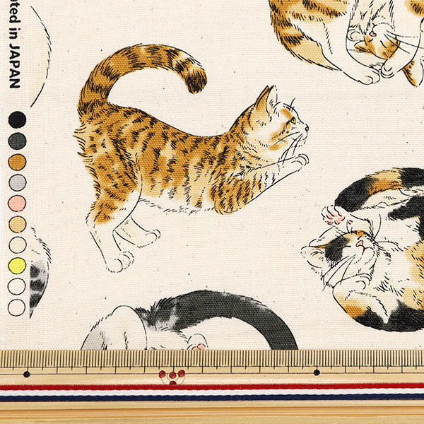 [From quantity 5] Fabric 『Oxford Animal Nyan Monite Kinari AP45806-2A"